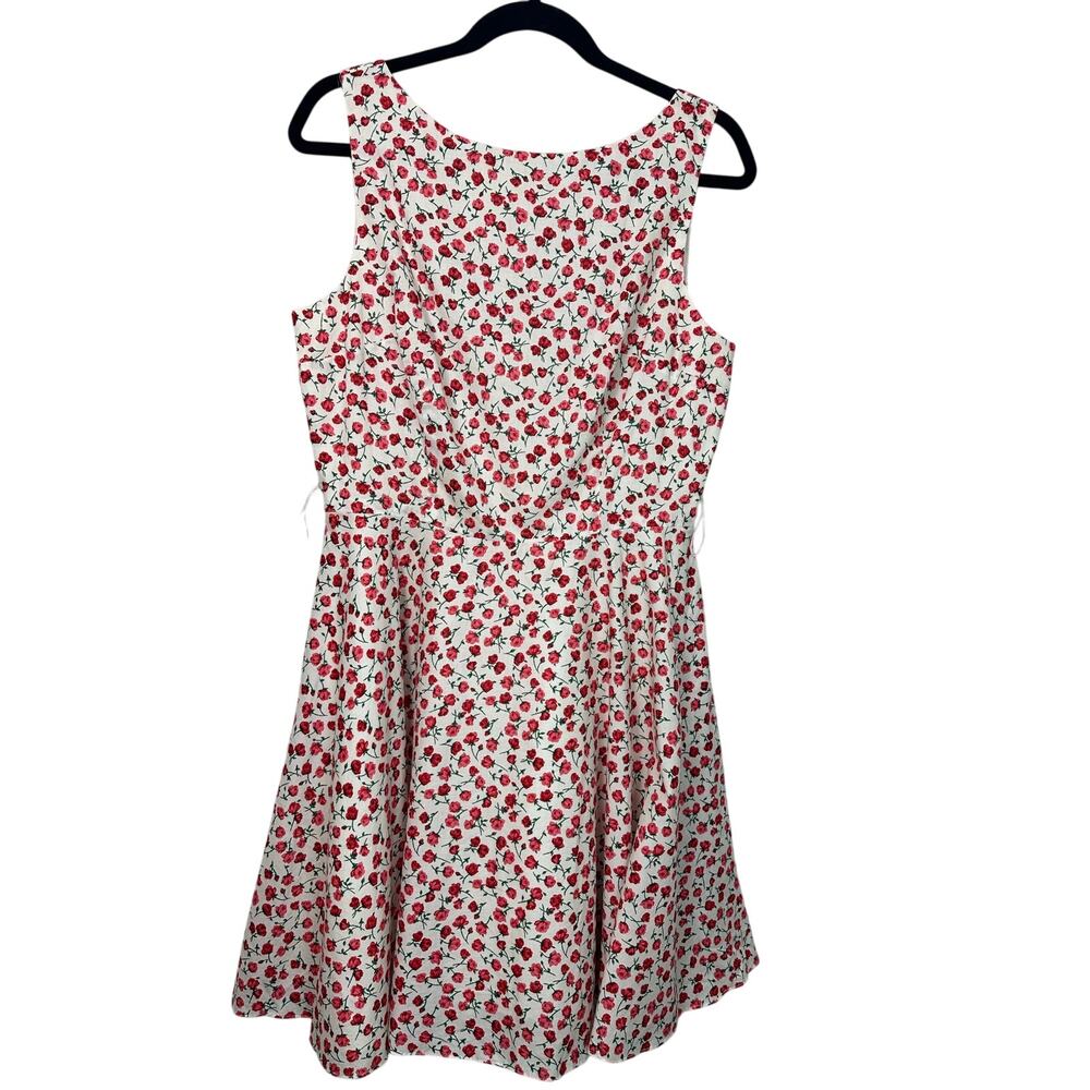 VTG 90s Moda Int’l Ditsy Floral Rose Red White Cotton Swing Tank Dress size 12